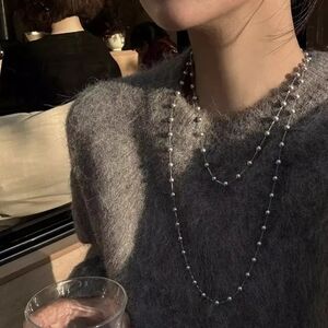 Sterling Silver Double Pearl Necklace